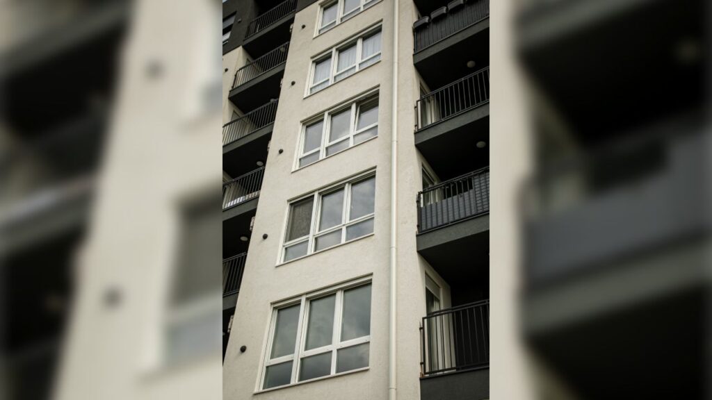 Zgrada sa belim pvc prozorima